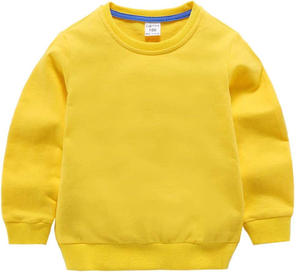 DCUTERQ Boys' Crewneck Thin Sweatshirt Girls Sport Long Sleeve Cotton Pullover Tops Kids Toddler Solid T-Shirt