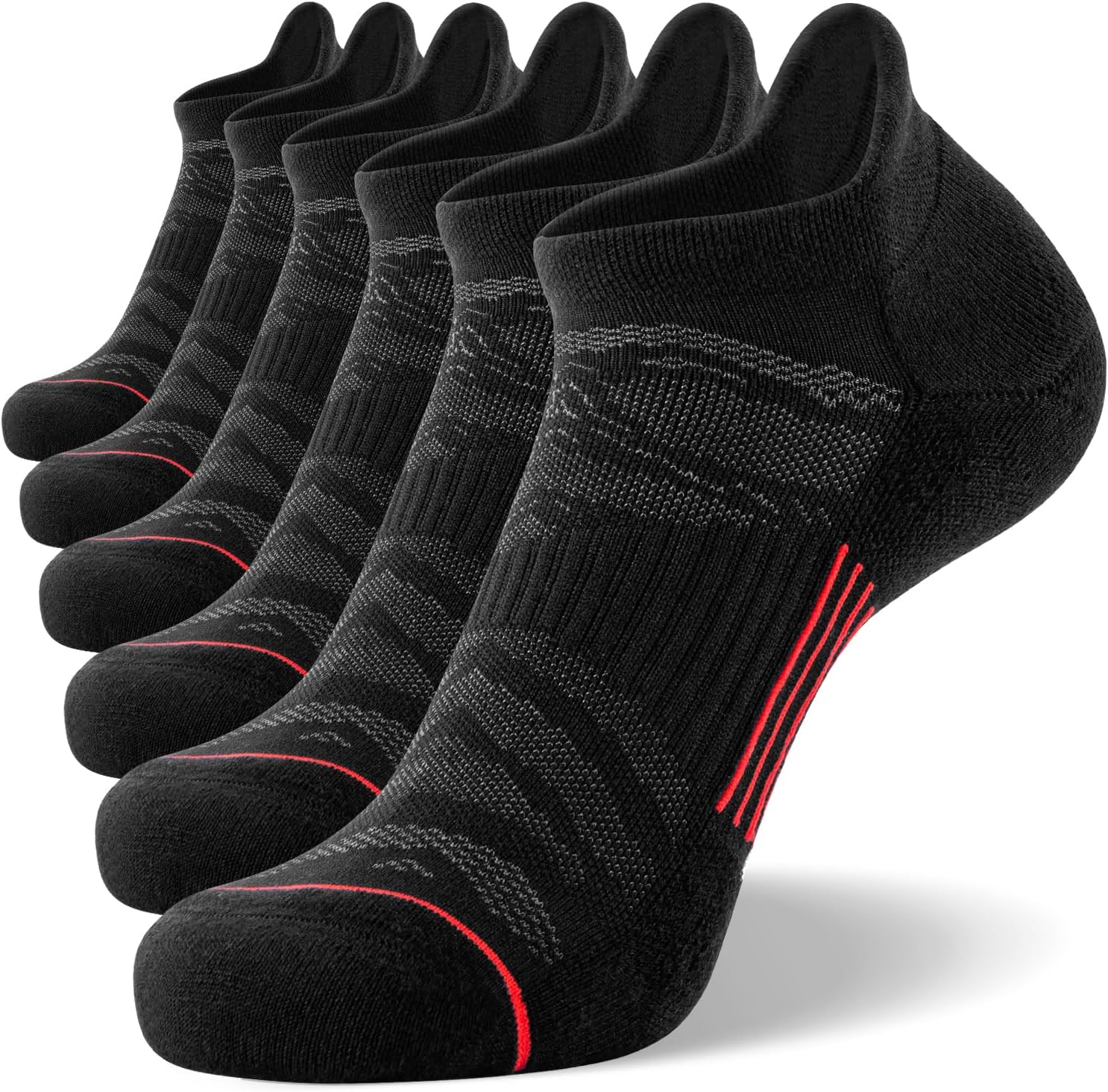 FITRELL Men's 6 Pack Ankle Running Socks Low Cut Cushioned Athletic Sports Socks 7-9/9-12/12-15