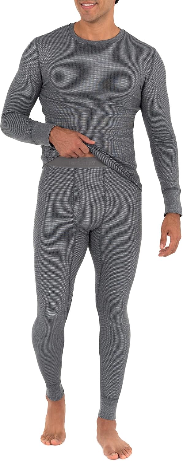 Fruit of the Loom Men's Recycled Waffle Thermal Underwear Set (Top and Bottom)