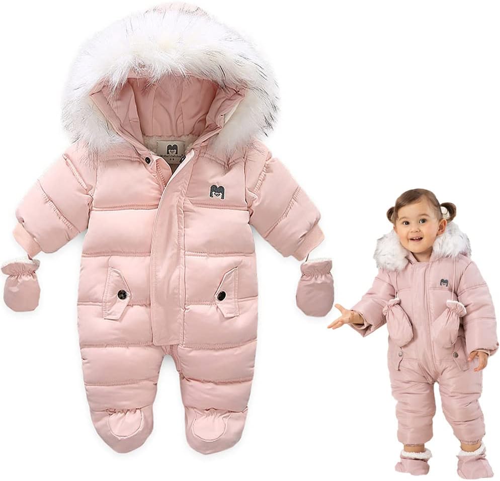 XIFAMNIY Baby Winter Snowsuit Coat Romper Outwear Hooded Footie Toddler...