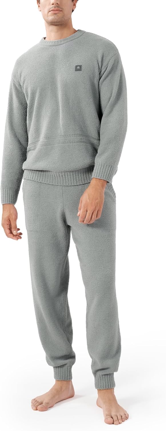 DAVID ARCHY Mens Fleece Pajamas Set Soft Christmas Pajamas for Men Ultra-Warm Winter Sleepwear Long Sleeve Pjs Top & Bottom