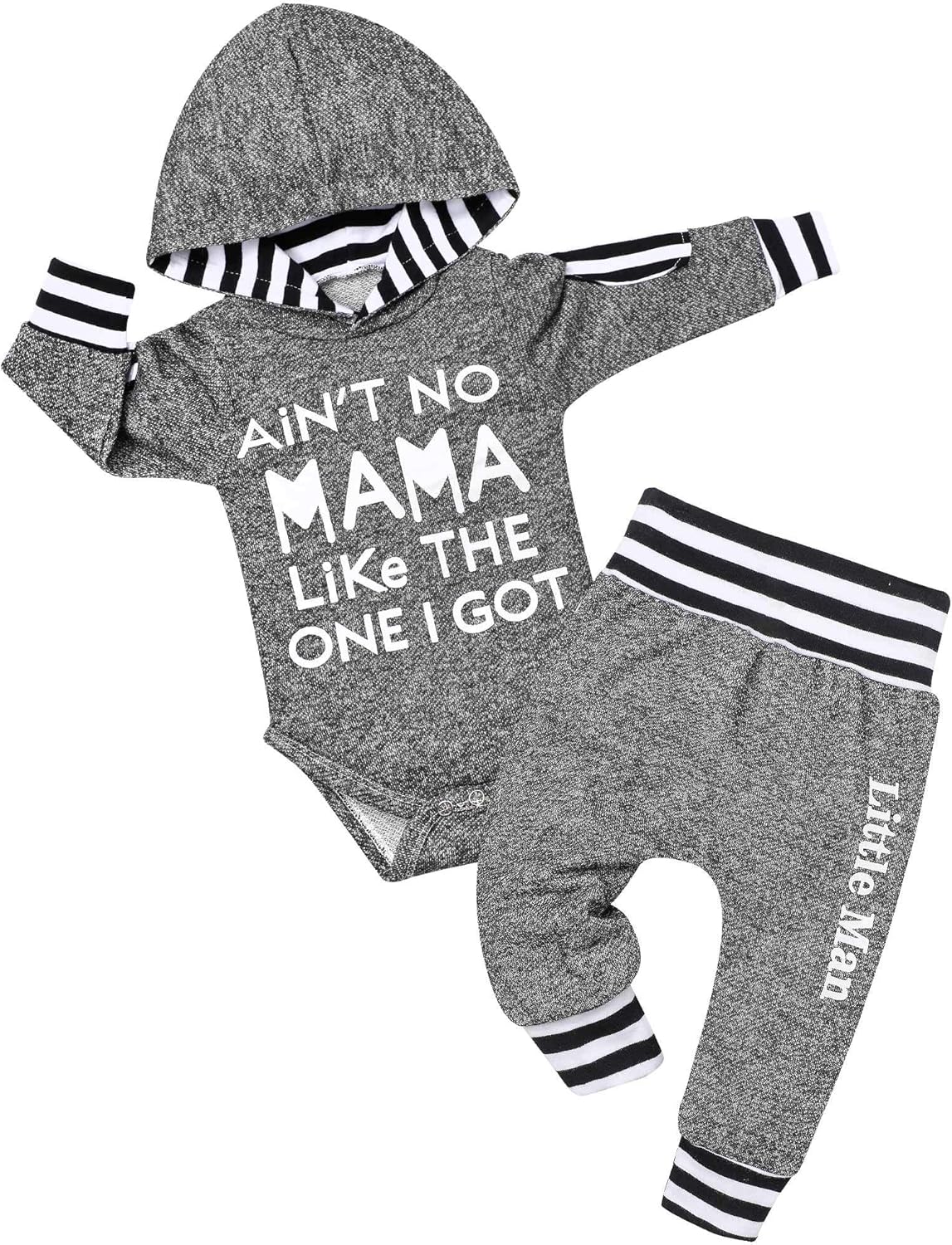 Fommy Newborn Baby Boy Clothes Plaid Letter Print Long Sleeve Hoodies + Long Pants 2PCS Fall Winter Outfits Set