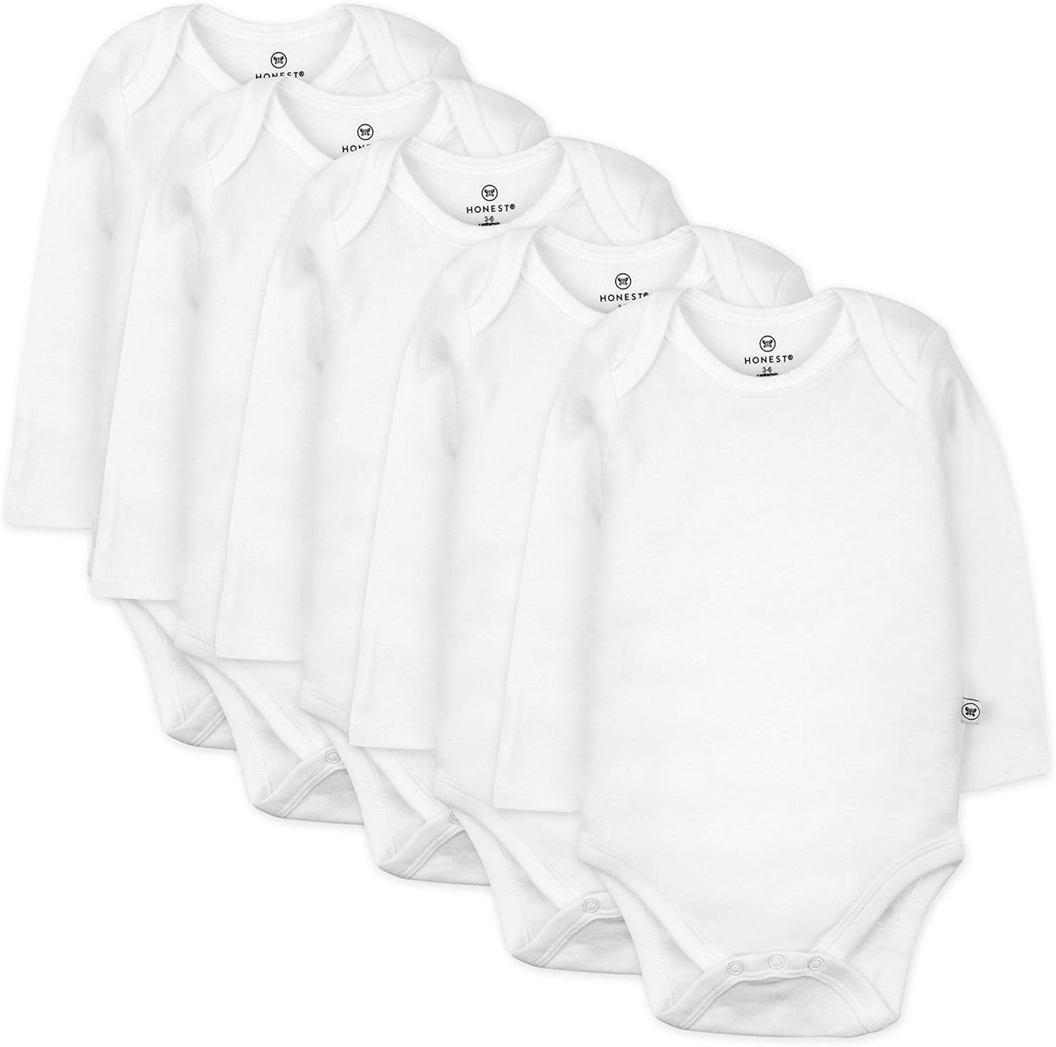 HonestBaby Baby Boys' 5-pack Long Sleeve Bodysuits One-piece 100% Organic Cotton for Infant Baby Boys', Unisex