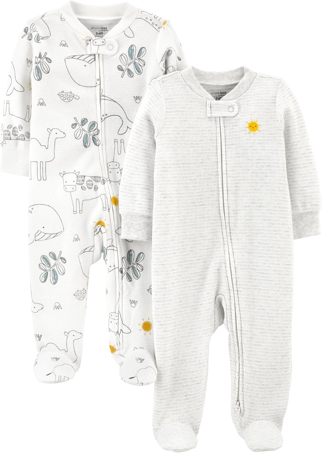 Simple Joys by Carter's baby-boys 2-way Zip Thermal Footed Sleep and Play, Pack of 2