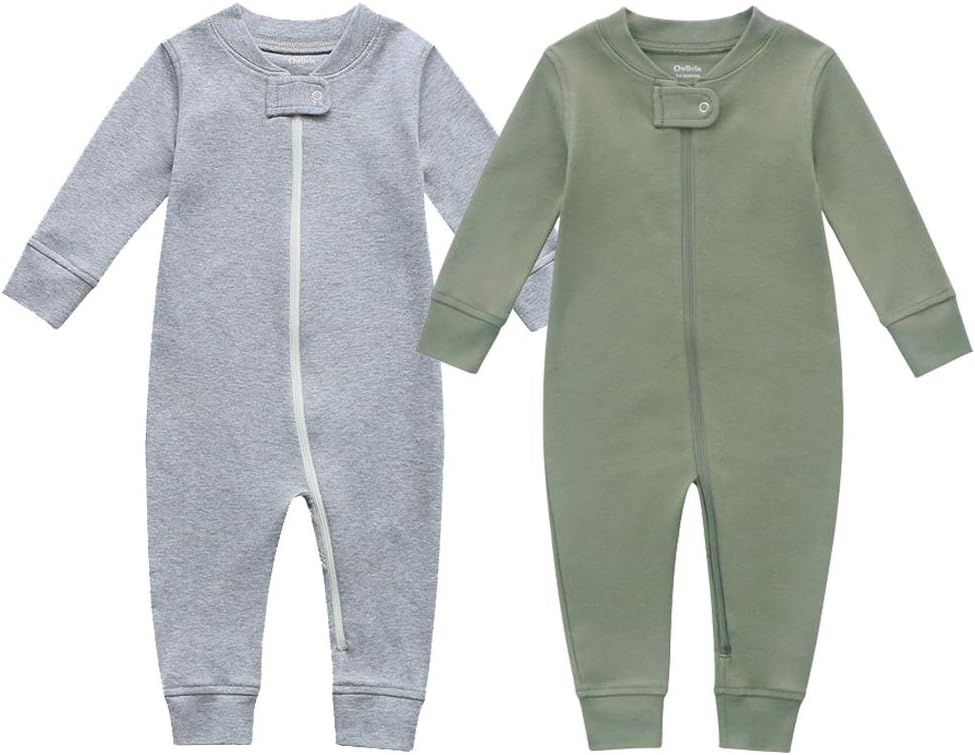 Owlivia Organic Cotton Baby Boy Girl Zip up Sleep 'N Play Pjs, Footless, Long Sleeve