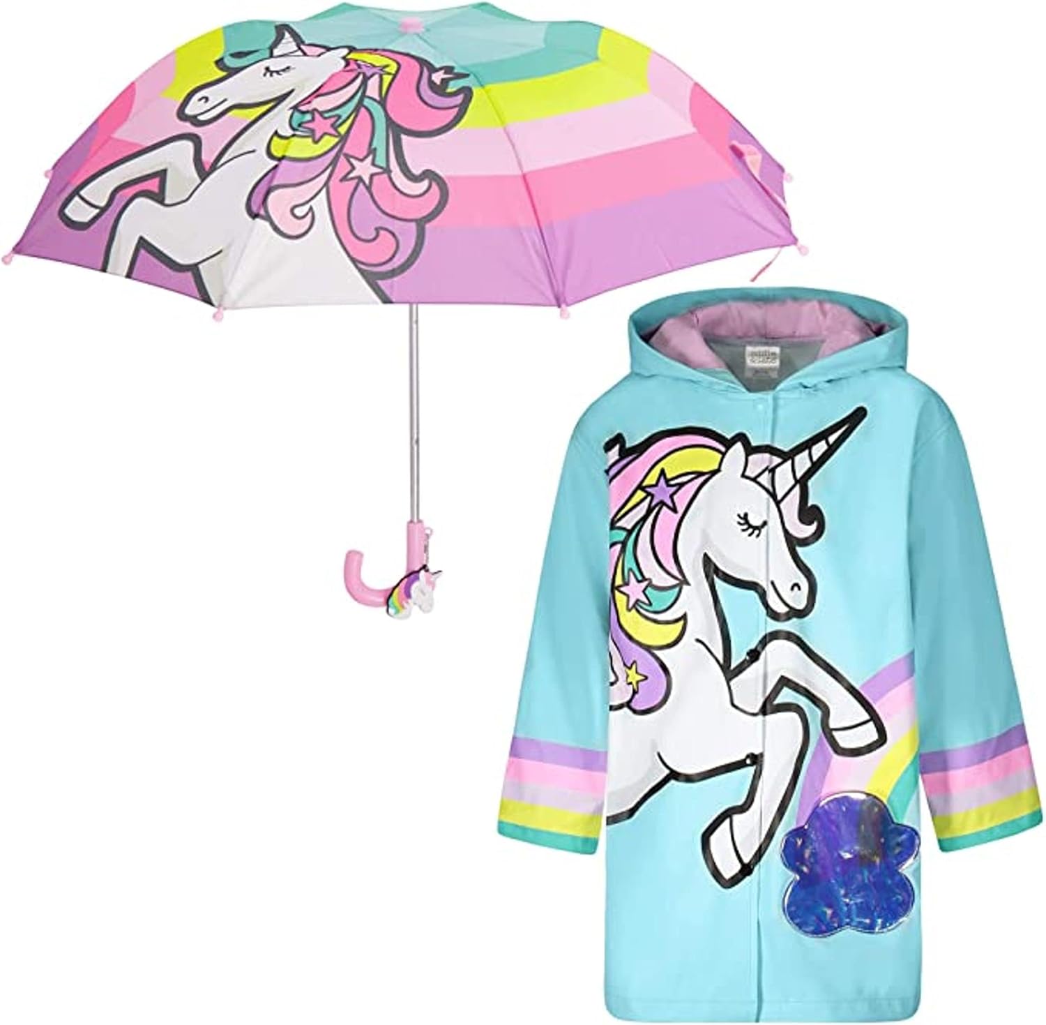 addie & tate Kids Umbrella for Girls and Boys & Rain Coats Set -Toddler Umbrellas Kids Raincoat Boys Girls Jacket