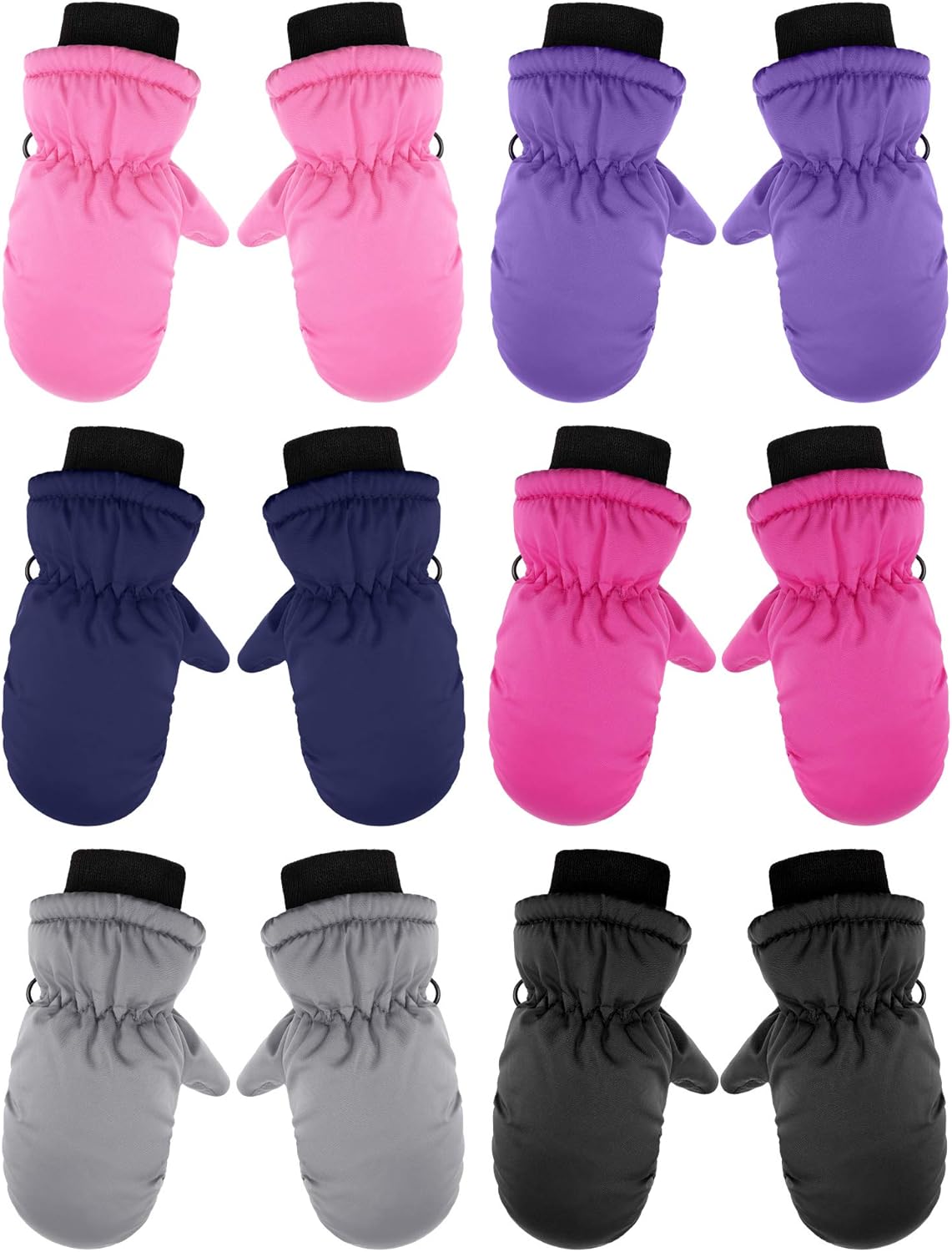 6 Pairs Waterproof Gloves Kids Winter Snow Mittens Windproof Ski Gloves for Weather Children Outdoor Activities