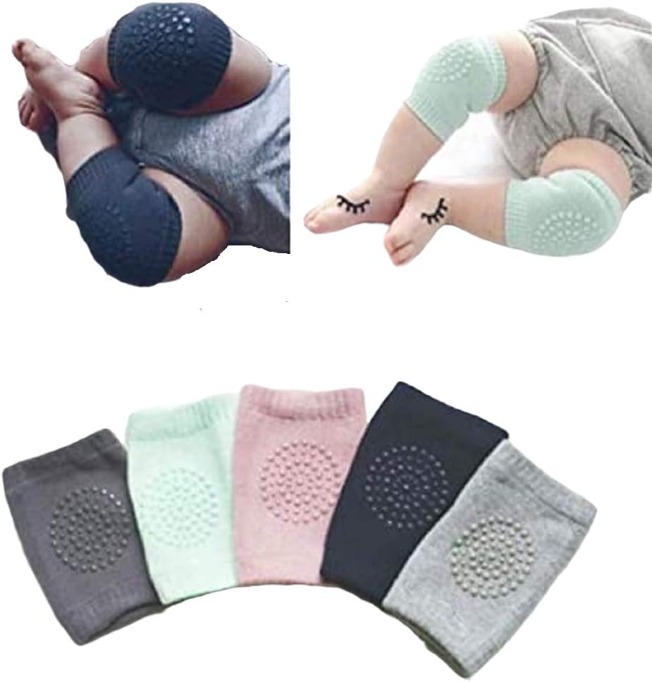 5 Pairs Baby Knee Pads for Crawling Toddler Leg Warmers Non-slip Elastic Cotton Socks for Crawling 6-24 Months