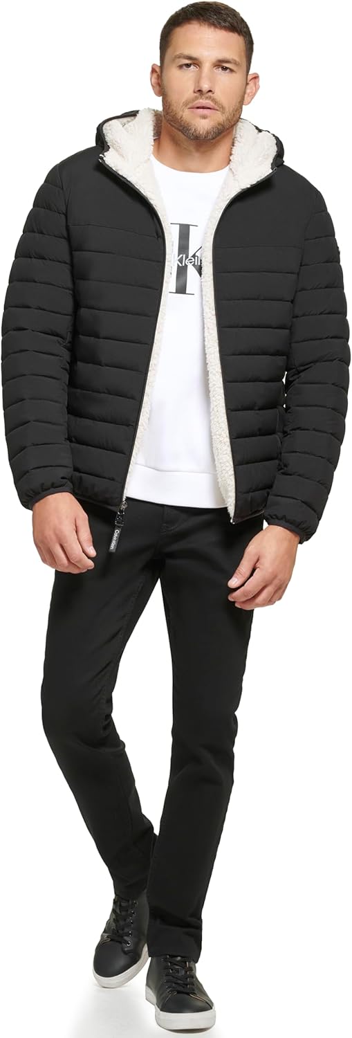 Calvin Klein mens Mid-weight Sherpa Lined Puffer