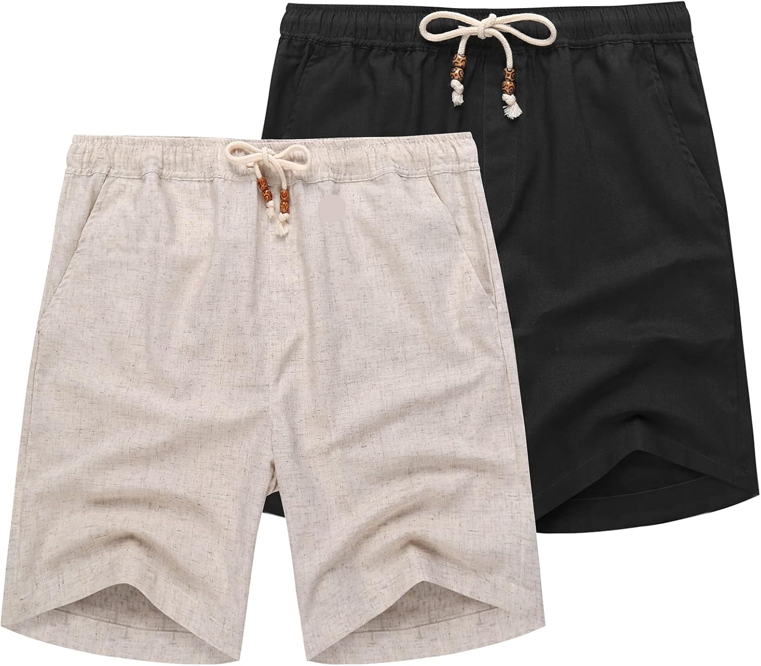 COOFANDY Men's Linen Shorts Casual Elastic Waist Drawstring Summer Beach Shorts