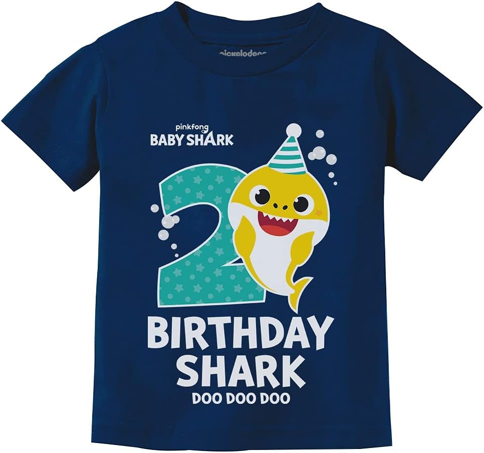 2nd Birthday Baby Shark Shirt 2 Year Old Birthday Boy Girl Toddler Kids T-Shirt