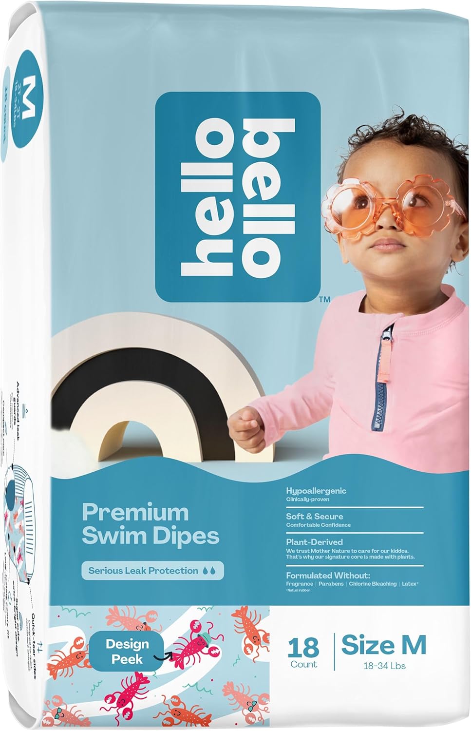 Hello Bello Premium Swim Diapers I Affordable and Eco-Friendly Disposable Swim Dipes for Babies and Kids I Size Medium - Diaper Size 4-5