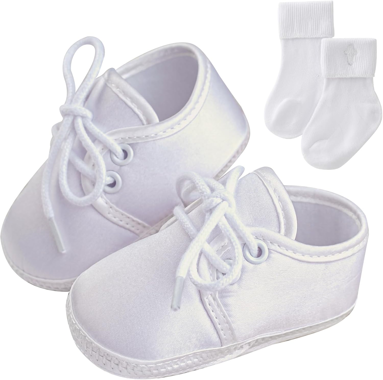 Booulfi Baby Sock Shoes White Newborn Booties Infant Baptism Shoes Socks for Baby Boy Baptism Christening Easter Outfits