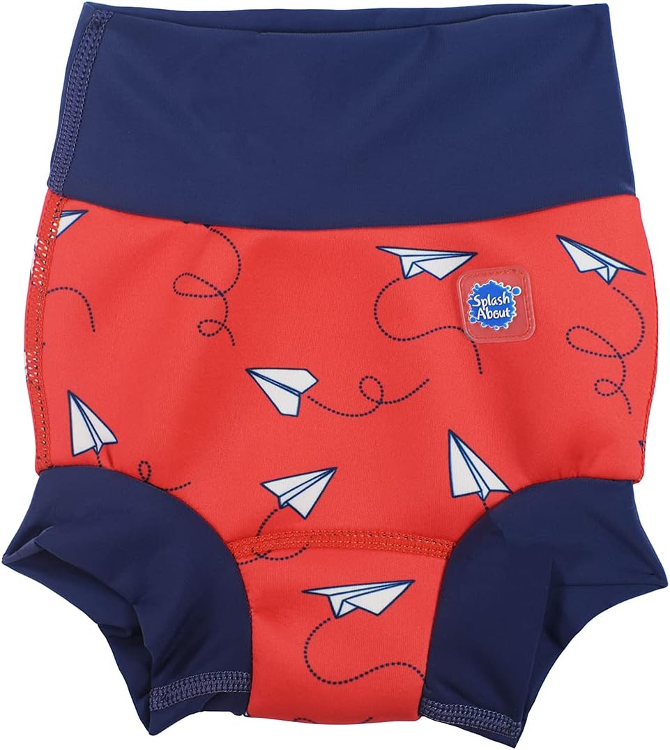 Splash About Happy Nappy Reusable Swim Diaper, Paper Planes Red, 2-3 Years