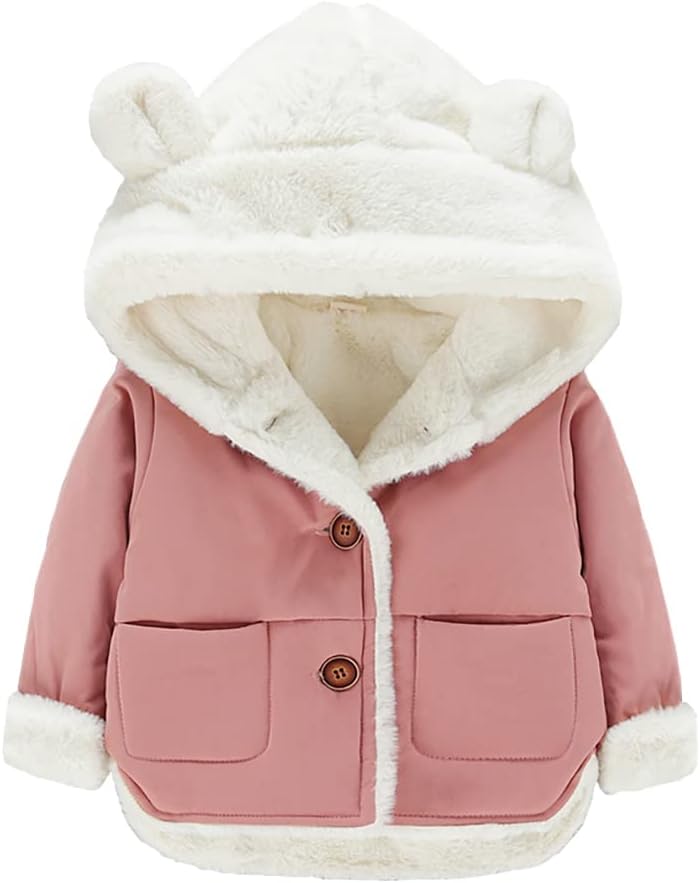 WEONEDREAM Toddler Baby Boys Girls Winter Fleece Jacket Small Kids Warm Hooded Outwear Coat