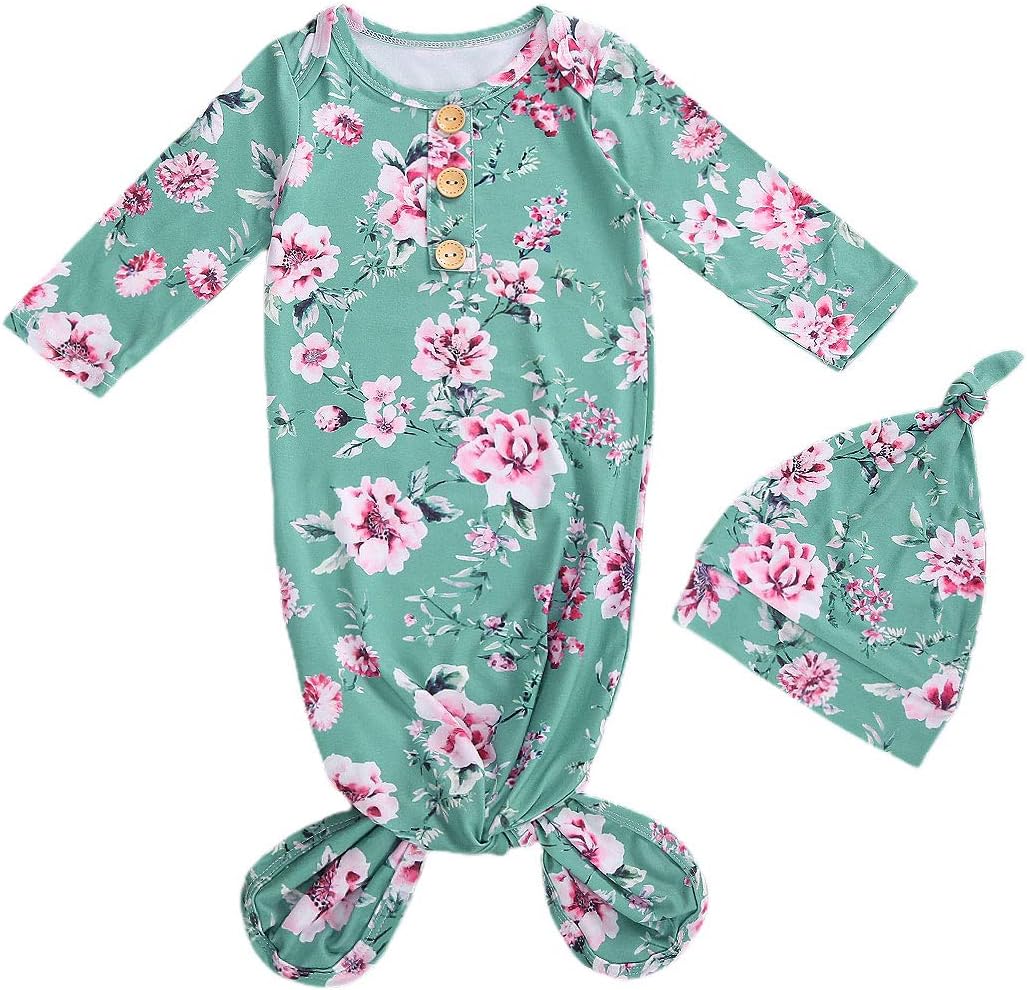 CIYCUIT Knotted Baby Gowns Newborn Coming Home from Hospital Outfit