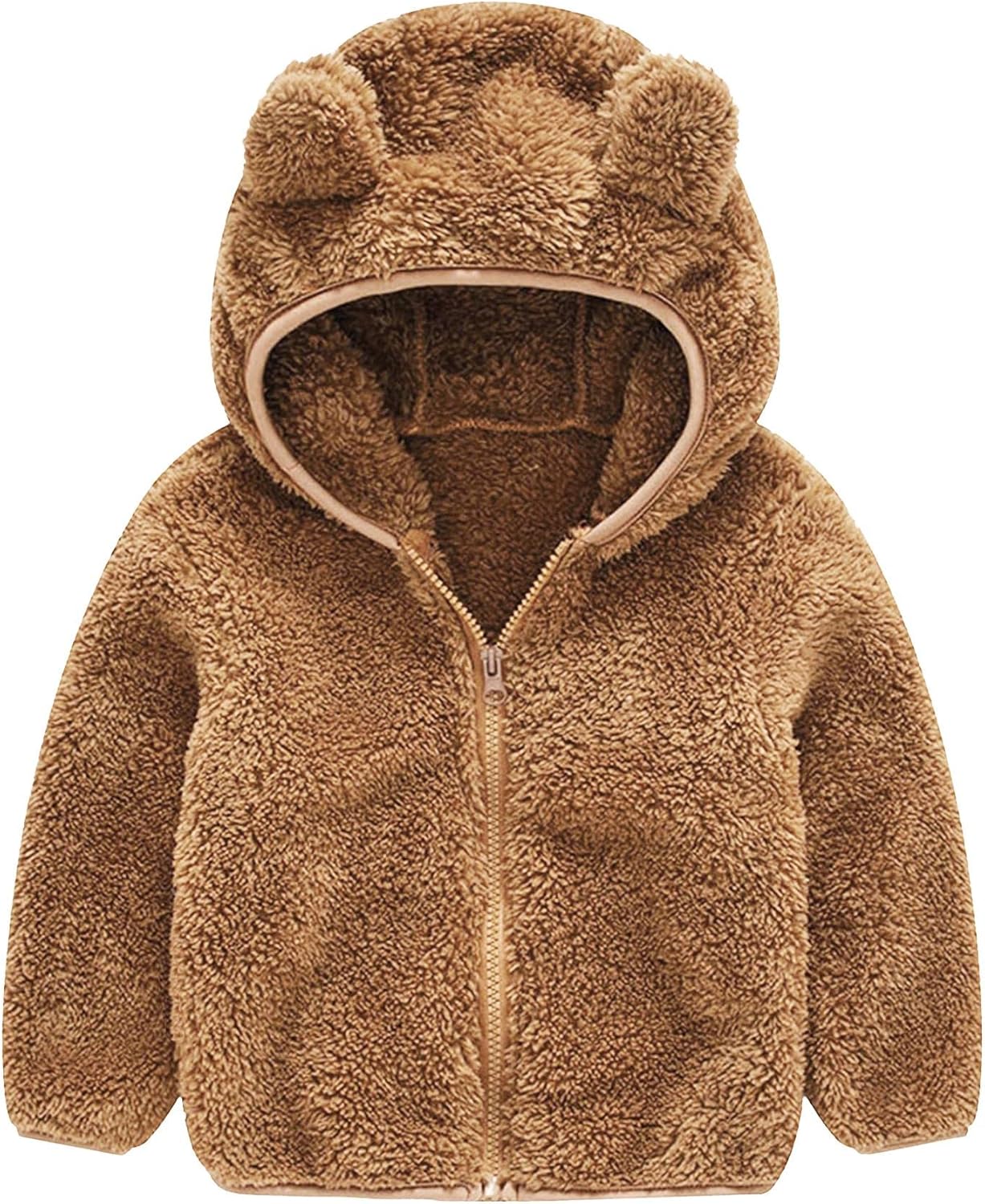 Karlywindow Toddler Baby Boy Girl Little Cute Bear Hoodie Jacket Sherpa Fuzzy Winter Warm Sweatshirt Coat