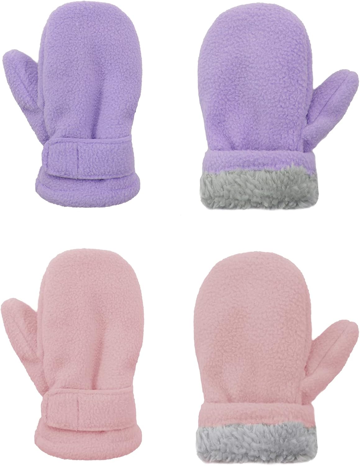 American Trends 2 Pairs Toddler Mittens Unisex Lined Fleece Gloves Winter Warm kids Mitten for Baby Boys and Girls