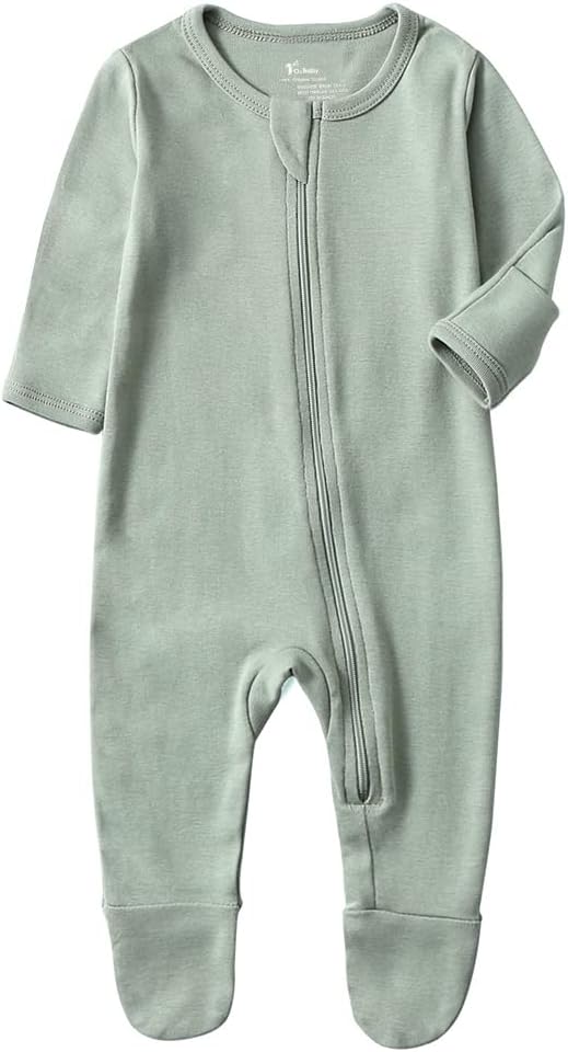 O2 BABY Baby Boys Girls Organic Cotton Zip-Front Sleeper Pajamas, Footed Sleep 'n Play