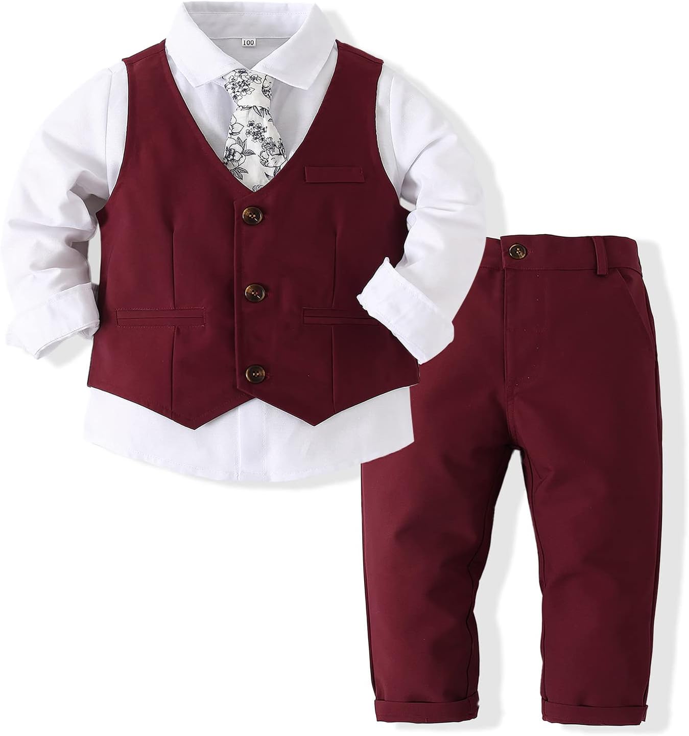 Kimocat Baby Boy Clothes Outfit Suit Long Sleeve Gentleman Tuxedo Vest Wedding Birthday Party Suit