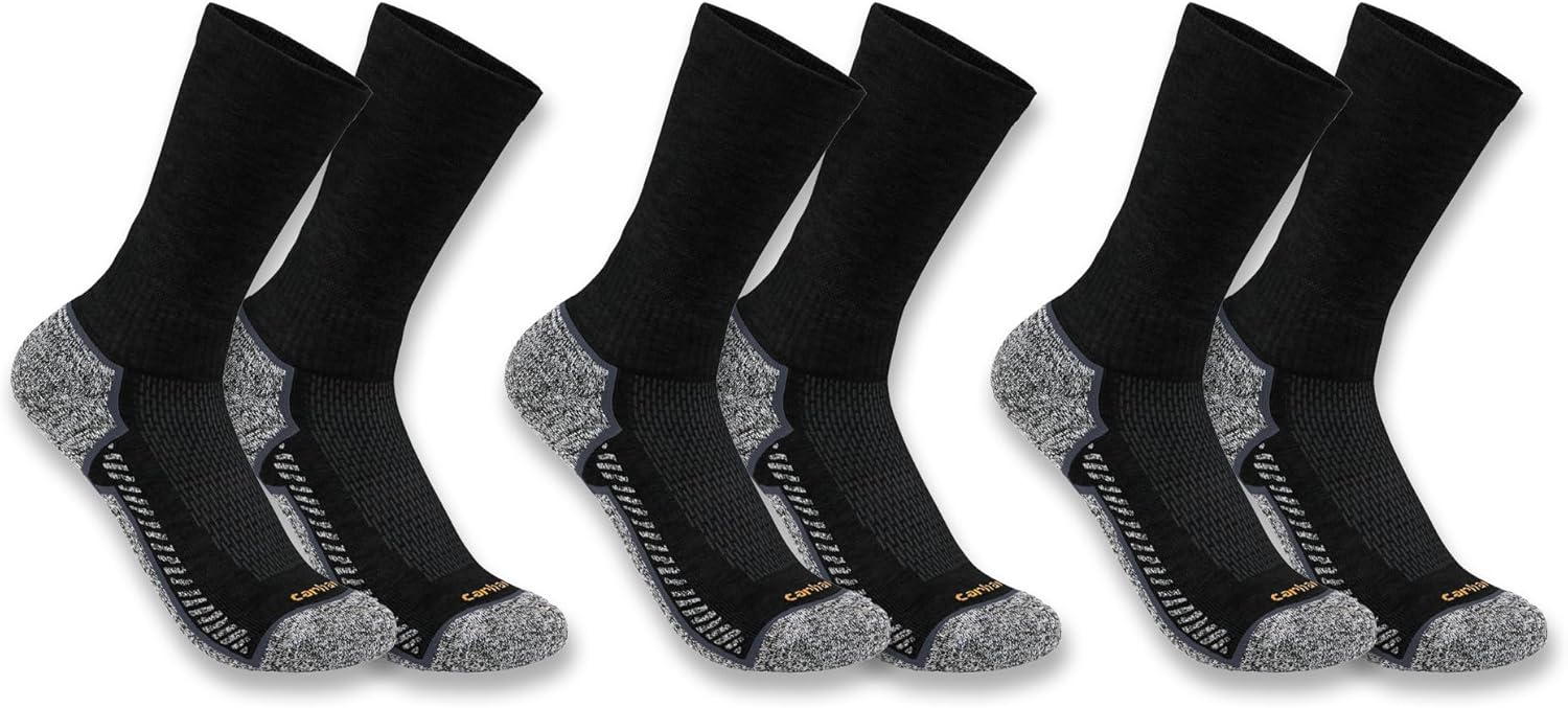 Carhartt Men's Force Performance Work Socks 3 Pair Pack