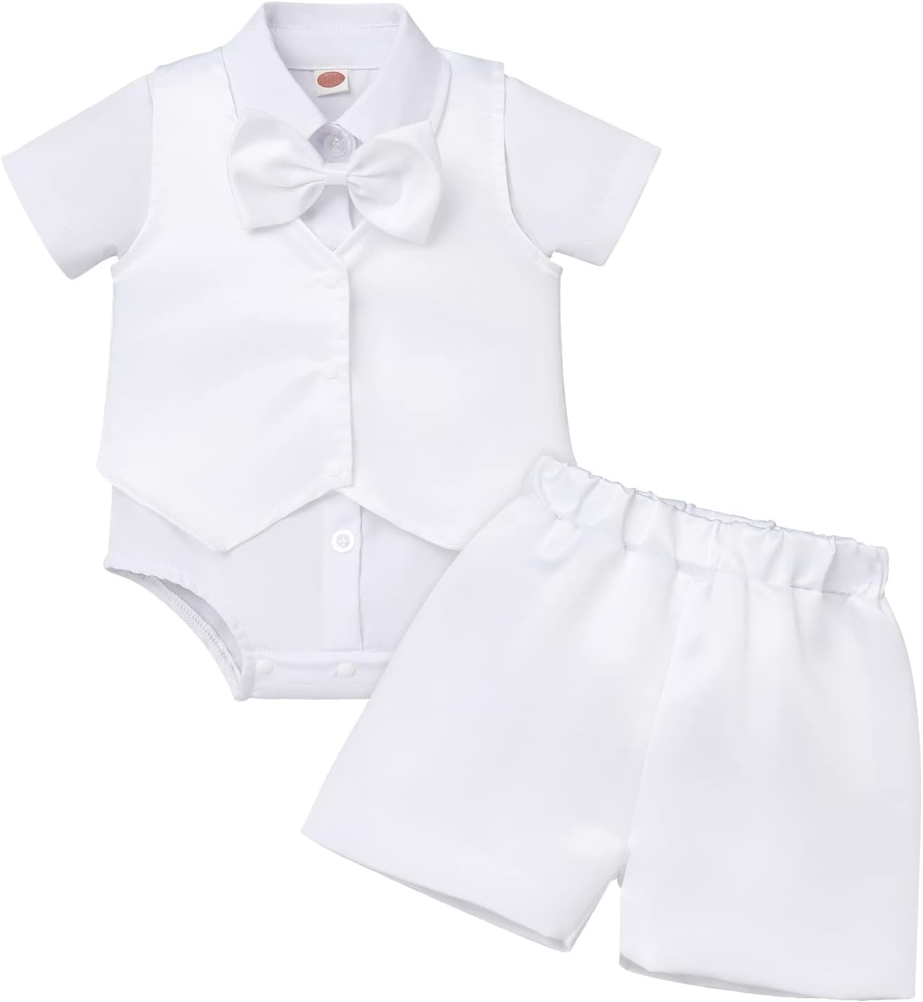 Baptism Christening Outfits for Boys Baby Formal Suit Gentleman Bowtie Romper Vest Shorts White Wedding Tuxedo Outfit