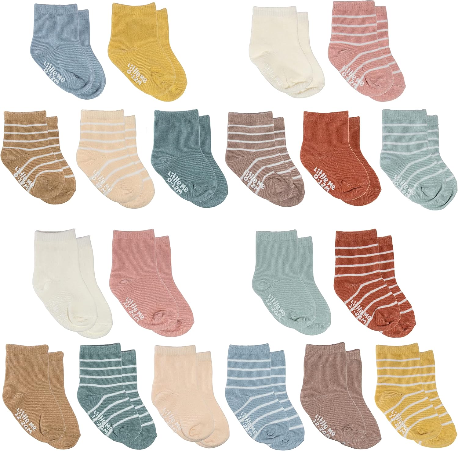 Little Me 20-Pack Newborn Baby Infant & Toddler Unisex Socks, For Baby Girl or Boy, 0-12 & 12-24 Months, Assorted Size Pack