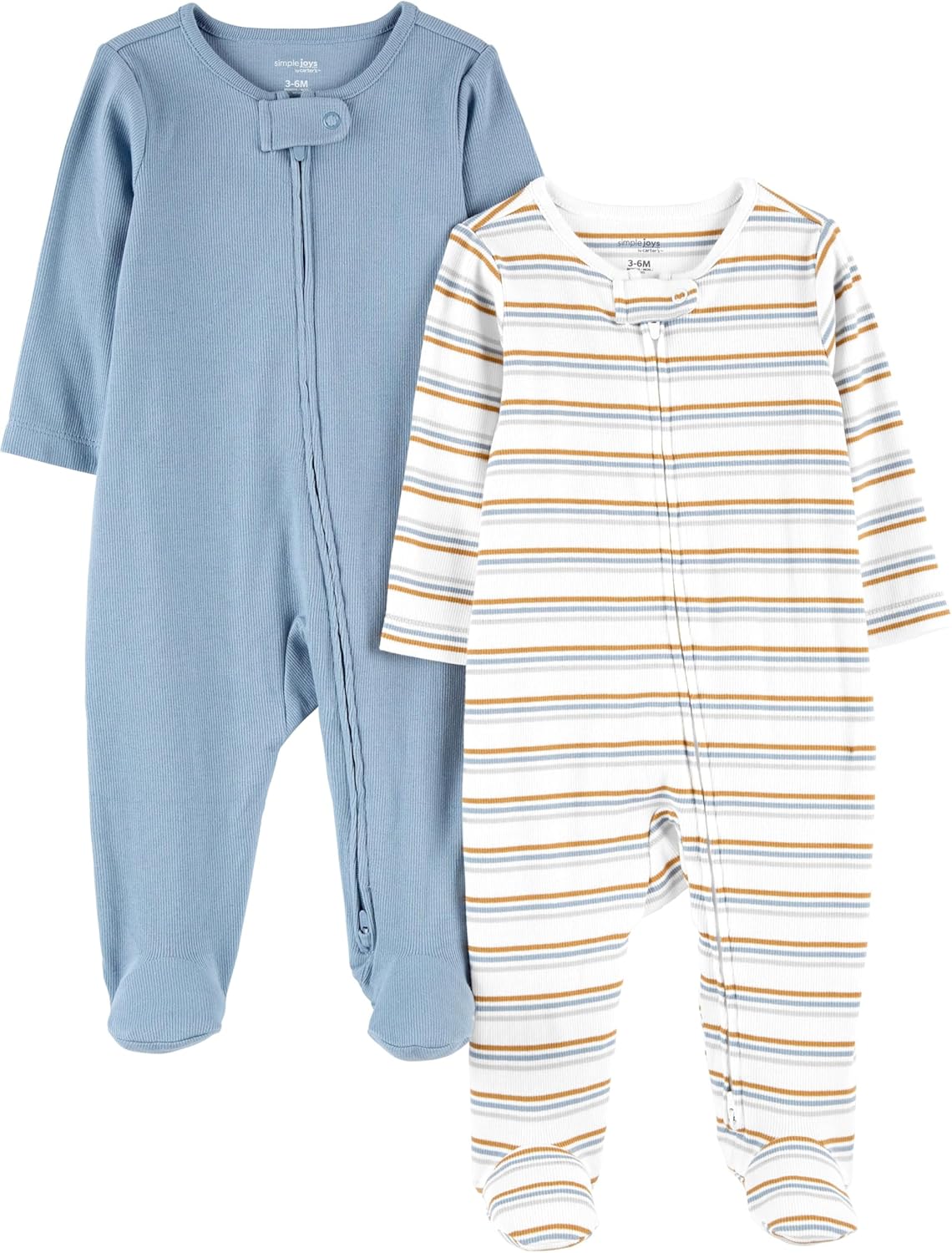 Simple Joys by Carter's Unisex Baby 2-Pack 2-Way Zip Textured Sleep and Play