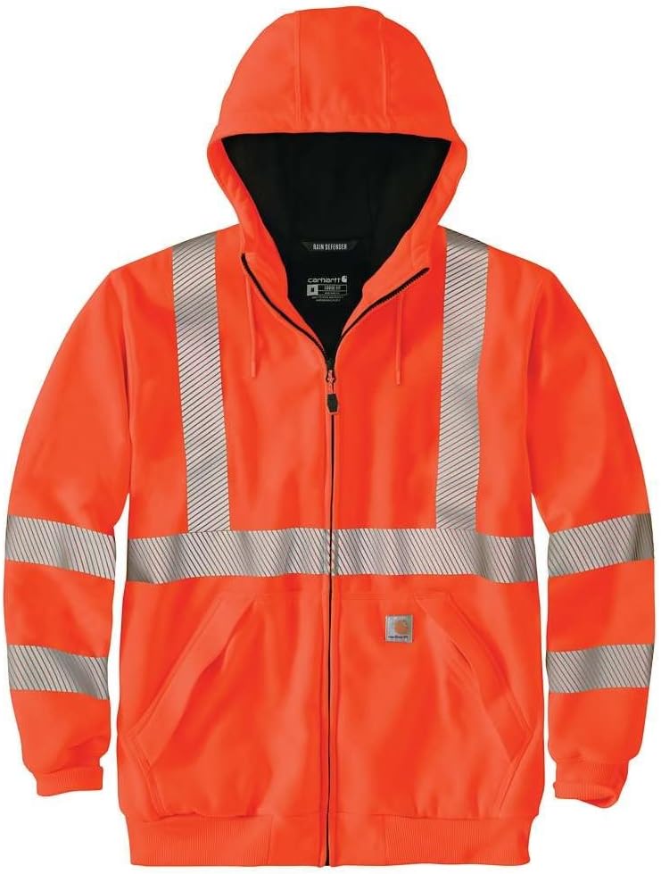 Carhartt Men's High Visibility Loose Fit Midweight Thermal Lined Full Zip Class 3 Sweatshirt