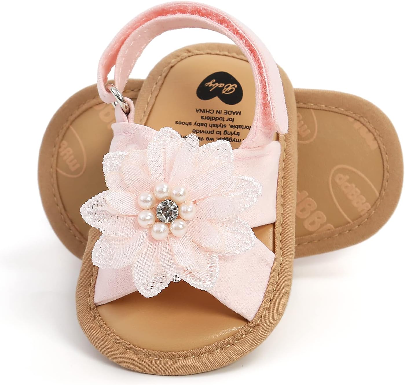 GDSDYM Infant Baby Girls Summer Sandals with Flower Bowknot Soft Sole Wedding Dress Flats Newborn First Walkers Crib Dress Shoes