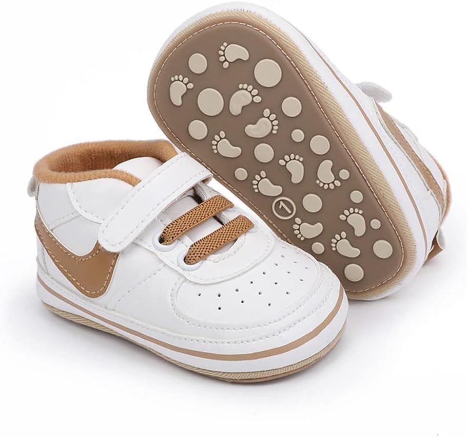 Clowora Unsex Baby Shoes Boys Girls Infant Sneakers Non-Slip Soft Rubber Sole Toddler Crib First Walker Lightweight Shoes