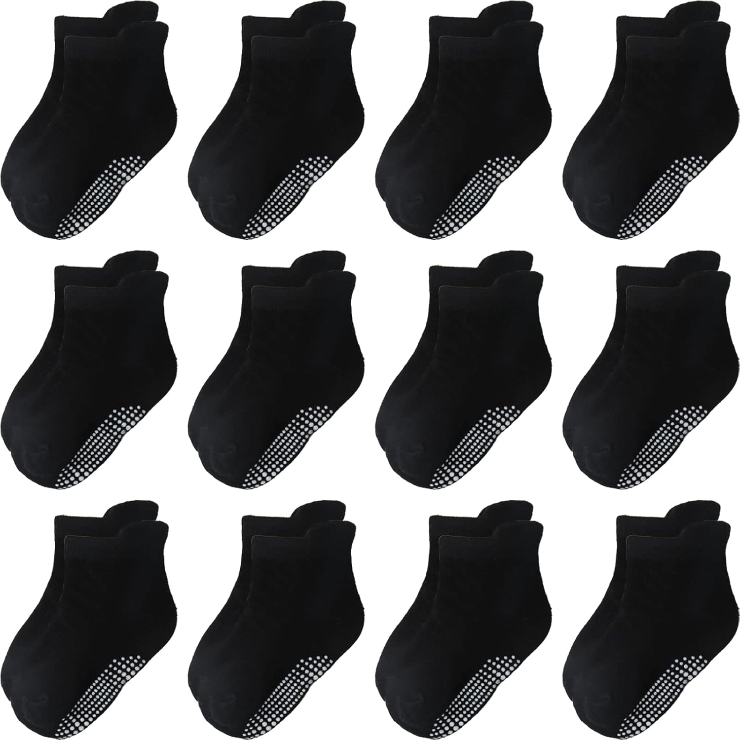 Non Slip Grip Ankle Baby Socks 12 Pack for Toddler Boys and Girls Kids,Infant Cute Cotton Baby Socks