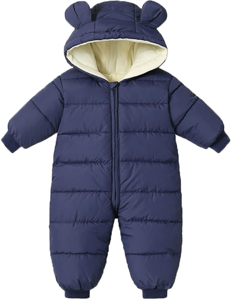 Infant Toddler Snowsuit Cute Baby Bear Suit Newborn Winter Coat Warm Hooded Jumpsuit for Boys Girls