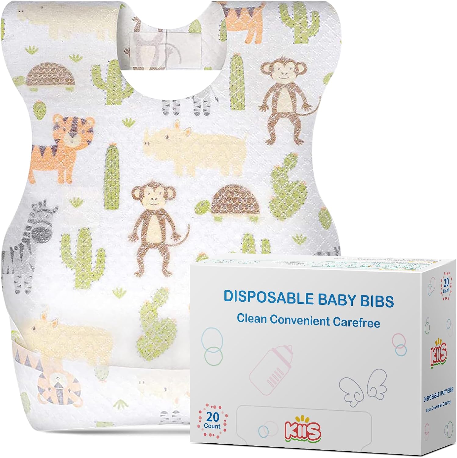 KIIS Disposable Baby Bibs for Baby Boys and Girls - Individually Packaged - Hygienic, Soft and Leakproof