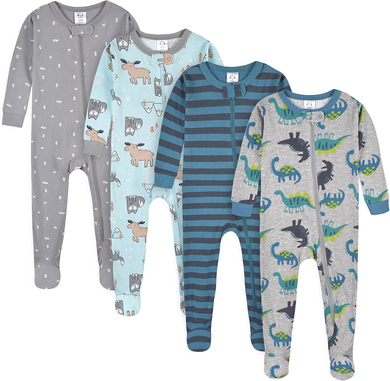 Gerber Baby Boys' 4-Pack Footed Pajamas