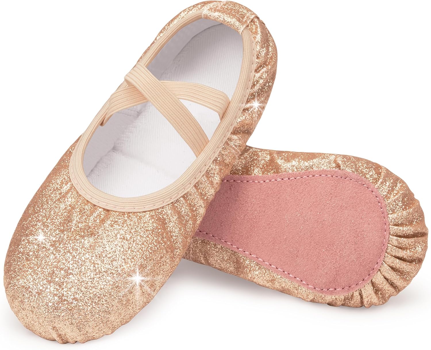 Stelle Ballet Shoes for Girls Glitter | Metallic Faux Leather Ballet Slippers Dance Shoes for Toddler/Little/Big Kids