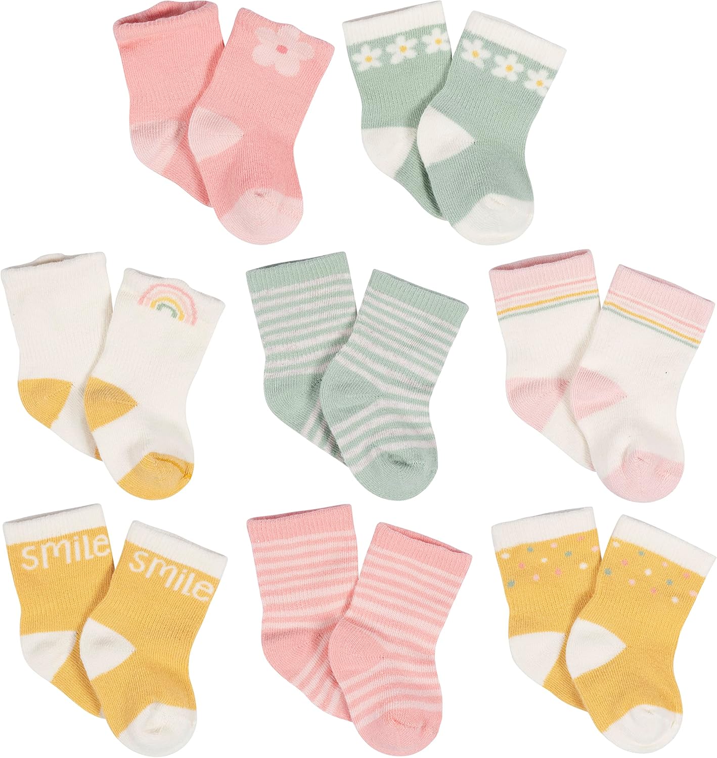 Gerber Unisex Baby 8-Pair Wiggle-Proof Sock