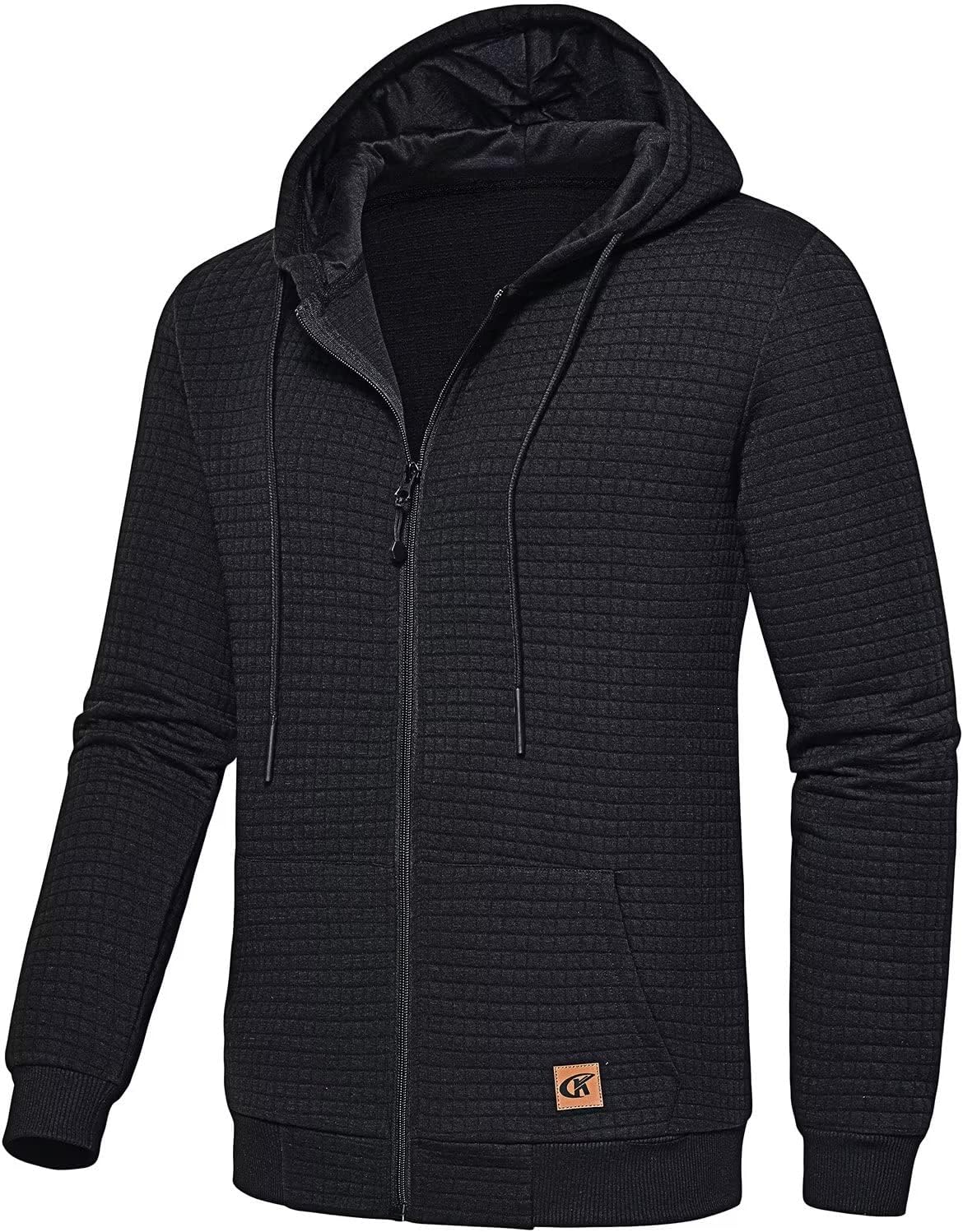 Men's Jacquard PlaidCloth Lightweight Zipper Hoodie Sweatshirt Jacket