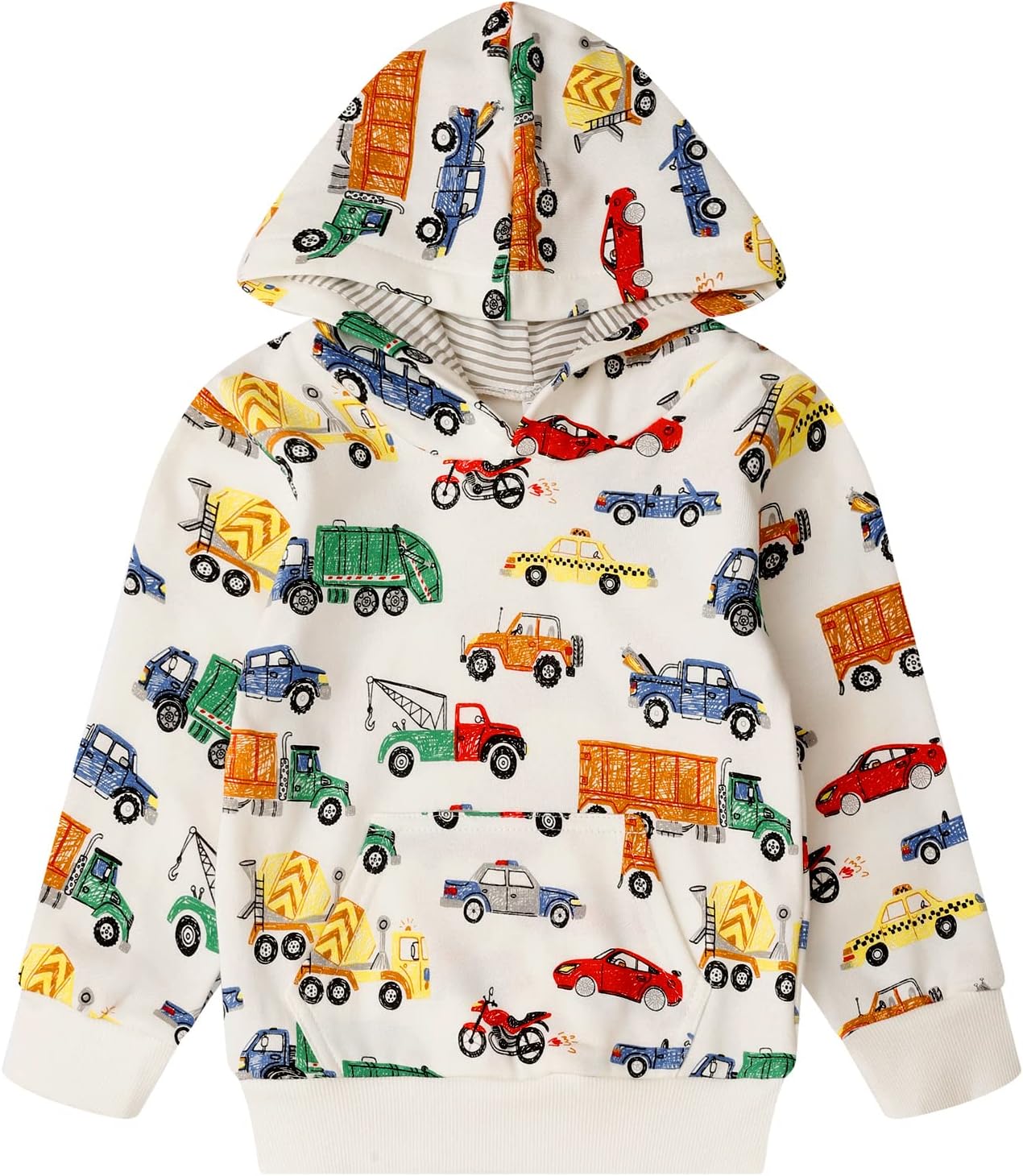 RETSUGO Baby Boys Dinosaurs Hoodie Boy Girls Truck Pullover with Pocket Toddler Boy Kids Rocket Sweatshirt 2-7Years