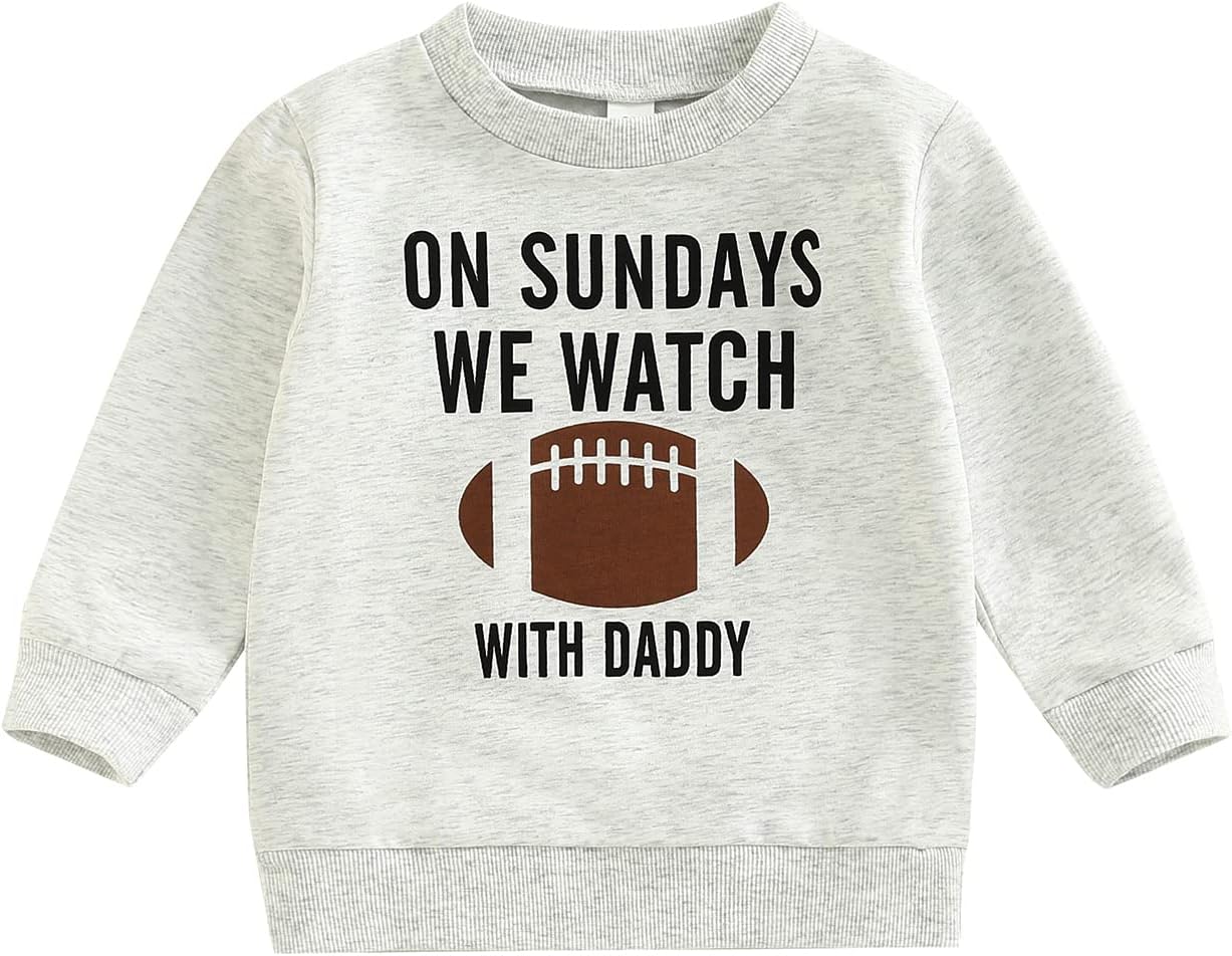 Lamuusaa Toddler Kid Baby Girl Boy On Sunday We Watch Football with Mommy/Daddy Sweatshirt Oversized Sweater Fall Clothes