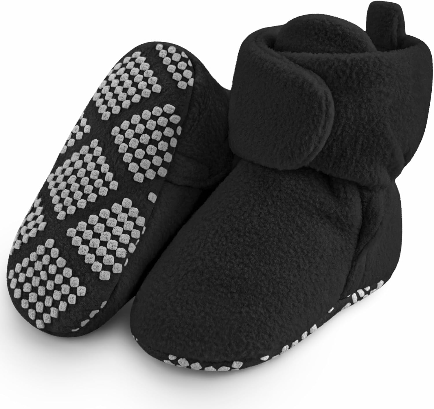 Pro Goleem Fleece Baby Booties, Warm Cozy Baby Slippers, Stay On Sock Shoes, Easy to Put on, Unisex Baby Gifts, Soft Non-Slip Adjustable Newborn Boots for Boys and Girls