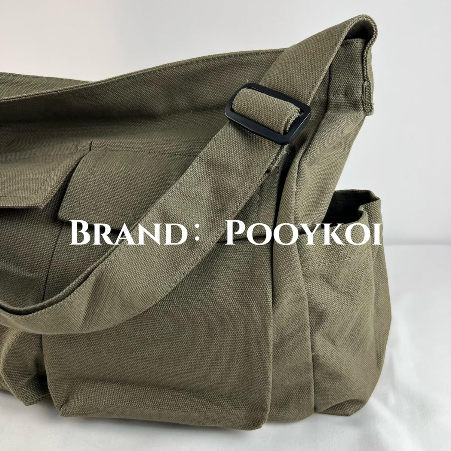 Canvas Messenger Bag Large Crossbody Bag with Multiple Pockets Canvas Shoulder Tote Bag for Women and Men