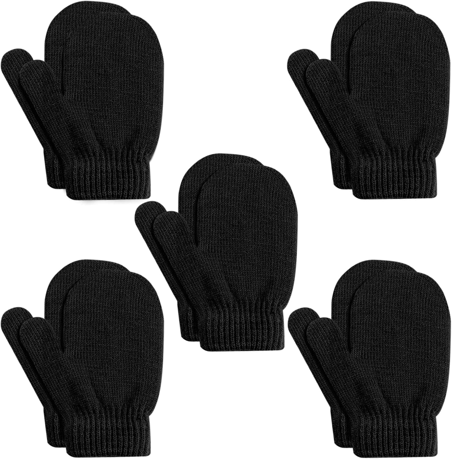 ONESING 5 Pair Toddler Mittens Black Baby Mittens Toddler Gloves Warm Newborn Mittens Winter Gloves for Baby Girls Boys