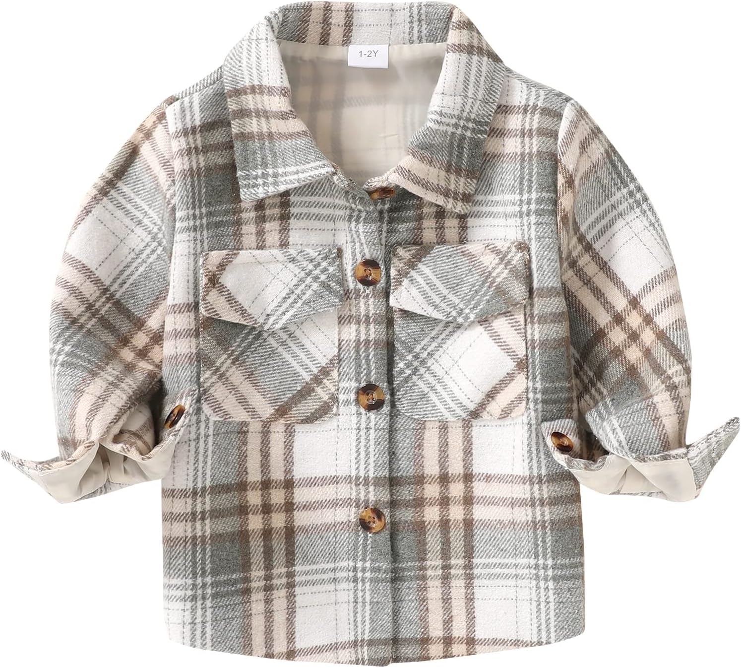 YOUNGER TREE Toddler Baby Boys Girls Jacket Plaid Flannel Long Sleeve Button Down Shacket Kids Boy Coat Fall Winter Top