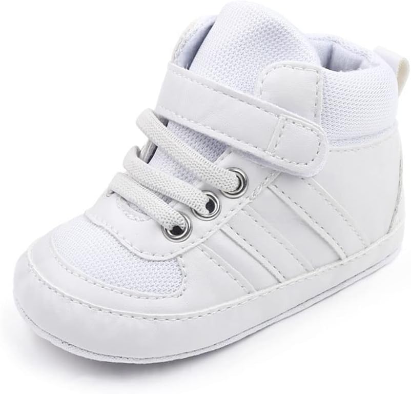 Sekantrol Baby Boys Girls First Walker Crib Newborn Shoes, Soft Rubber Sole Infant Sneakers Fashion High-Top Non-Slip Toddler Dress Moccasins Shoes