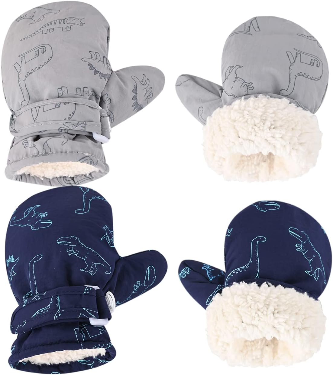 Fleece Lined Mittens for Baby Boys Girls,Baby Toddler Little Kids Winter Gloves Mittens - 2 Pair Pack