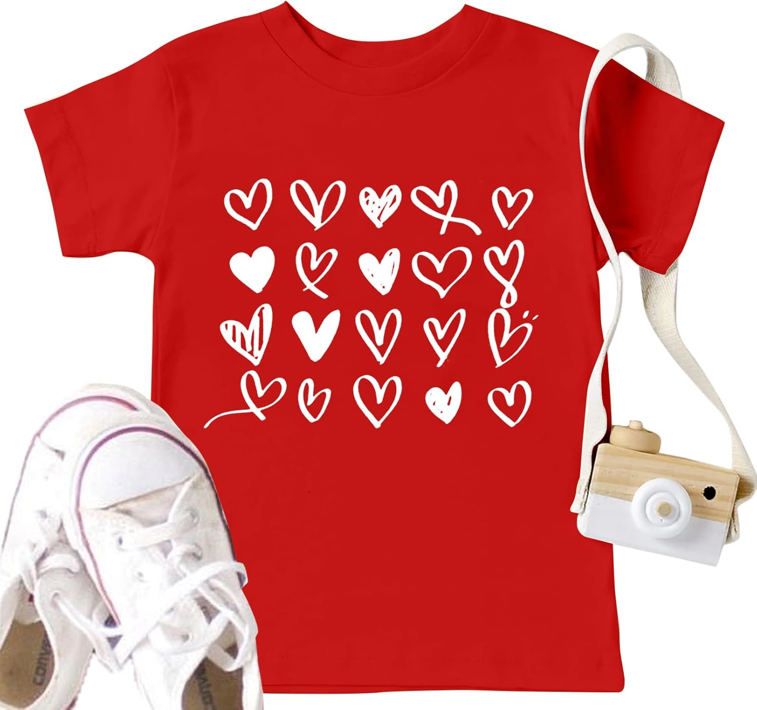 Toddler Valentine's Day Shirts Boys Girls Love Heart Graphic T-Shirt Valentine Short Sleeve Tee Tops