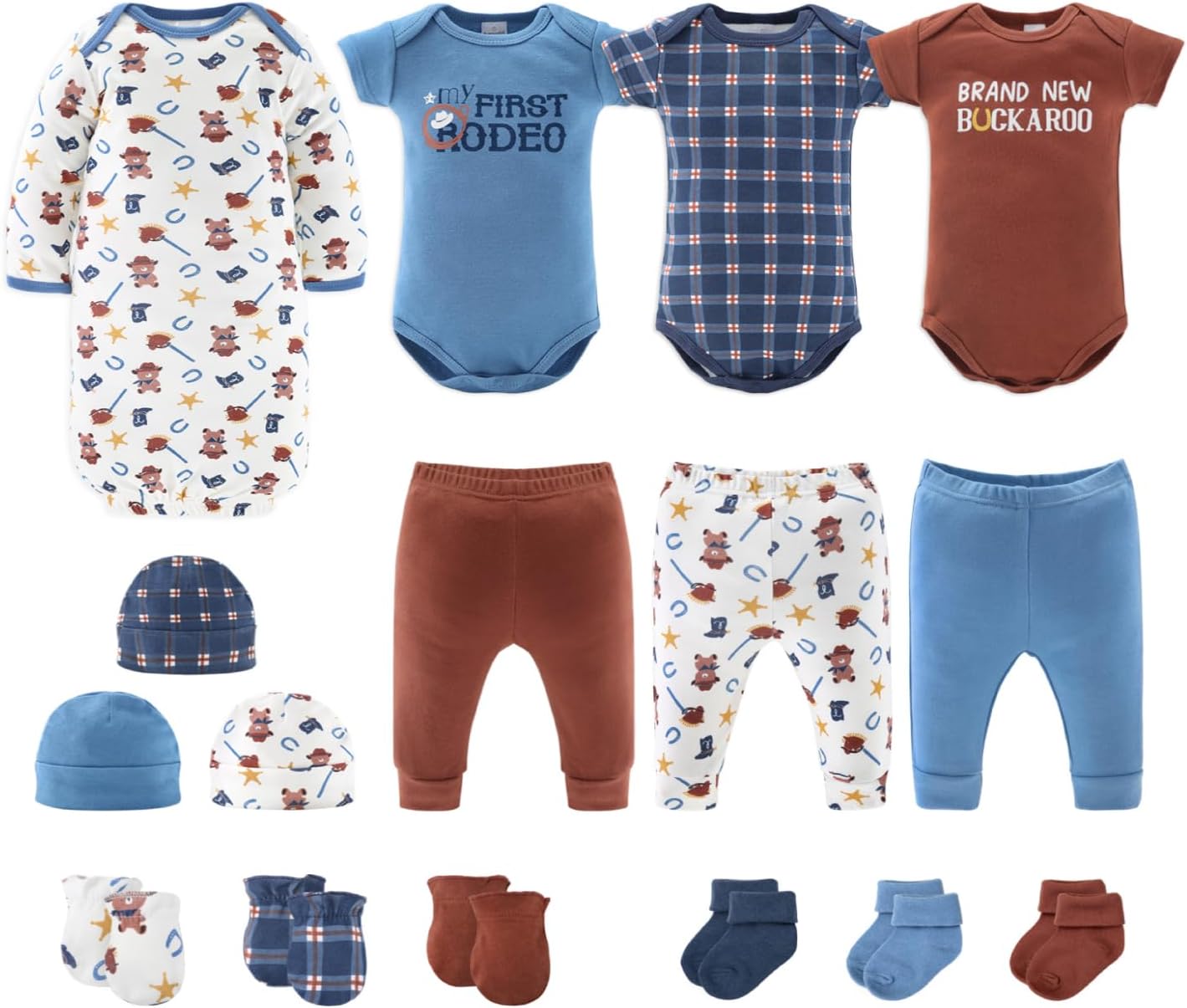 The Peanutshell Newborn Clothes & Accessories Gift Set for Baby Boys, 16 Piece Layette Set, Fits Newborn to 3 Months