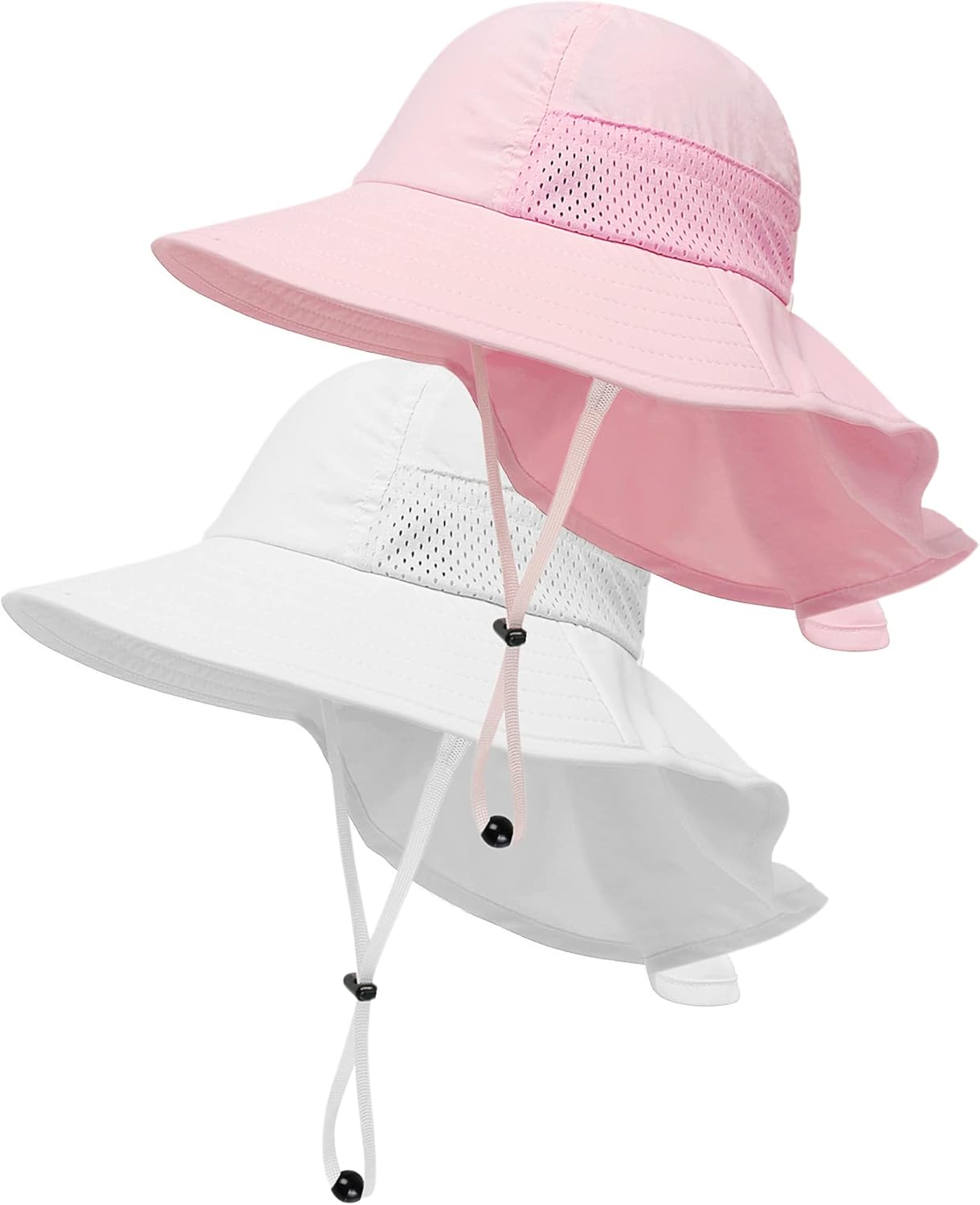 2-Pack Toddler Baby Sun Hat Kids Summer UPF 50+ for Boys Girls Adjustable Beach Hats with Bucket Wide Brim Age 1-7 Years