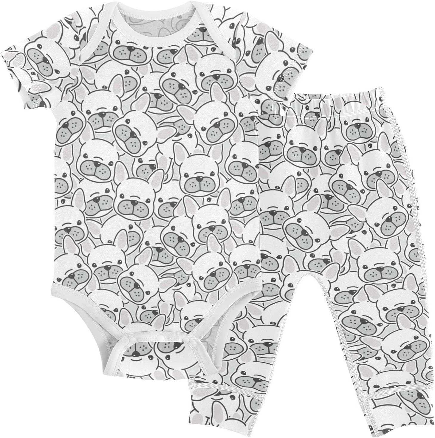 vvfelixl Baby Clothes Set Cute Cartoon Pattern Baby Bodysuits Set Unisex Short Sleeve Baby Pants Sets 0-24 Months